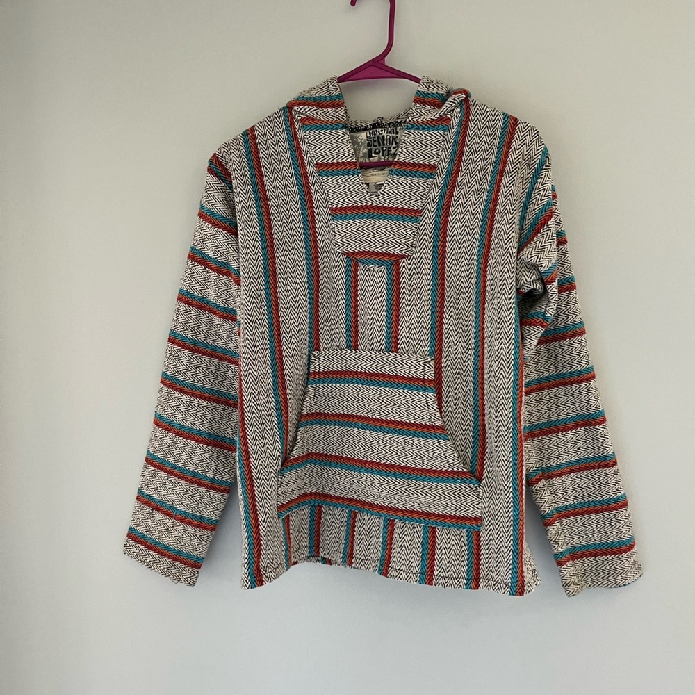 Sendra Red and Green Striped Sweater with Hood